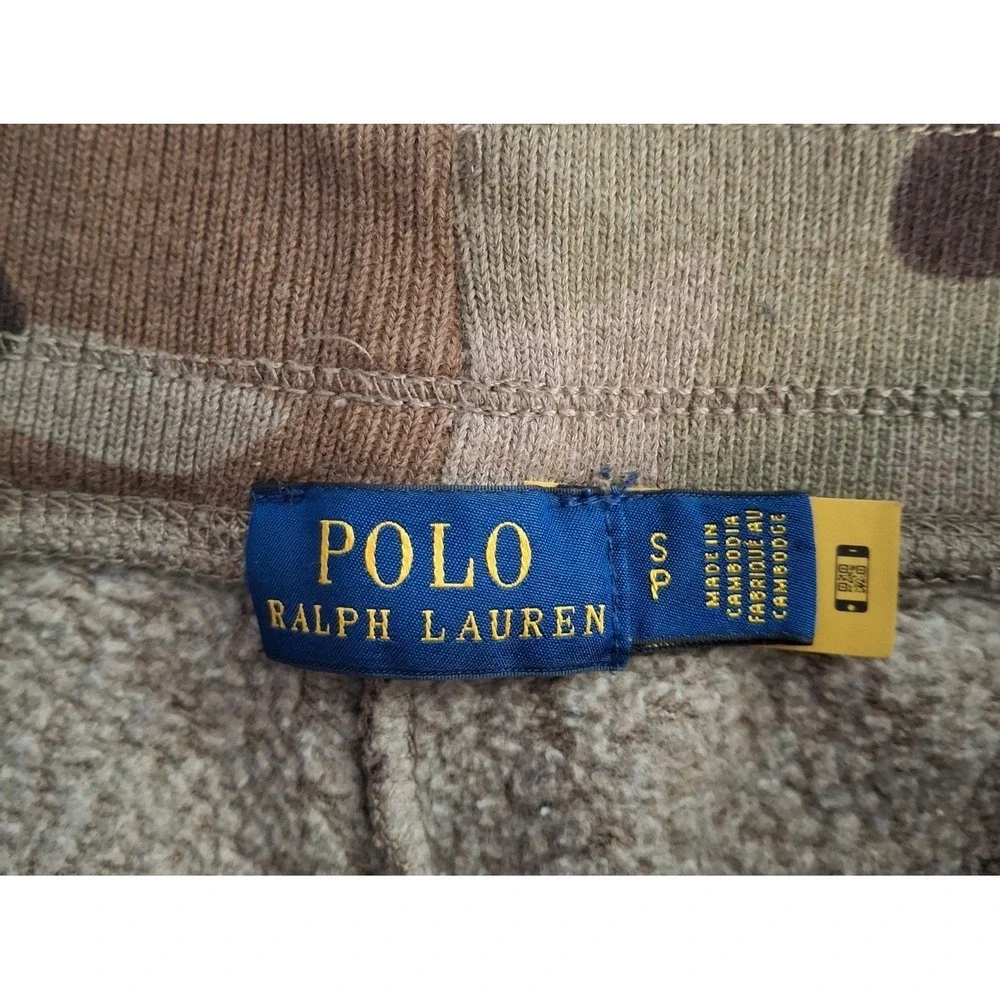 Polo Ralph Lauren Mens Camo Fleece Joggers Small Slim Fit Sweatpants Green Brown